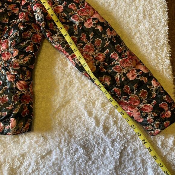 Lands End Down Filled Pink Floral Puffer Coat-S - Picture 3 of 7